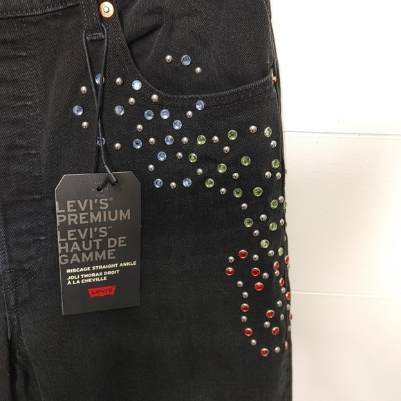 LEVI'S Ribcage straight studded ankle jeans 31 - Picture 5 of 12